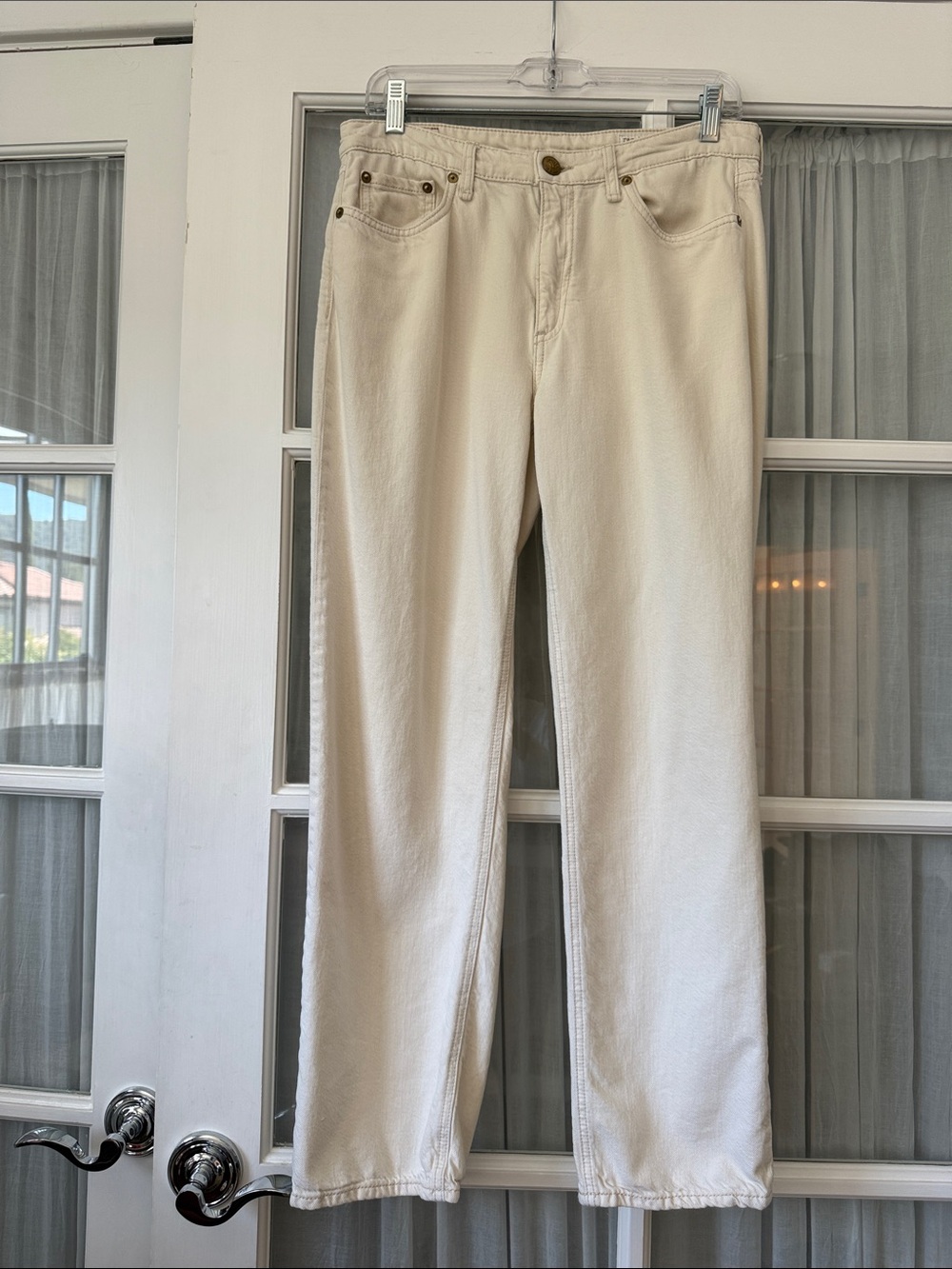 Cream Straight-Leg Jeans